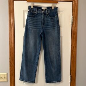 Madewell slim wide leg crop jeans.